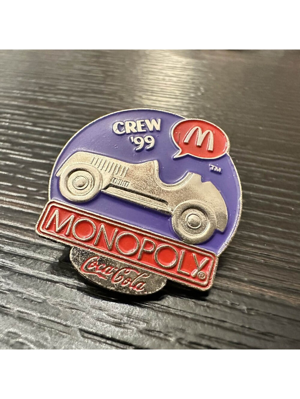 1999 McDonald’s Crew Monopoly Car Pin Coca-Cola Vintage Employee Badge